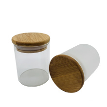 Empty Customized Clear Frosted Matte Glass Candle Jars With Bamboo Lid 65MM 85MM 100MM